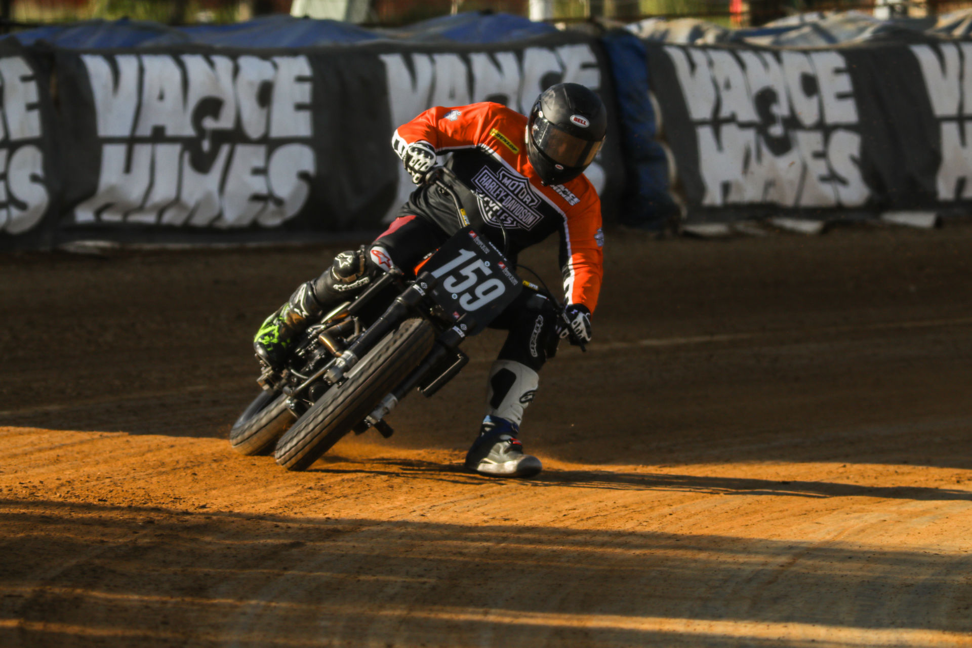 Hayden Gillim (159) on a Vance & Hines Harley-Davidson at the Springfield Mile in 2020. Photo courtesy AFT.