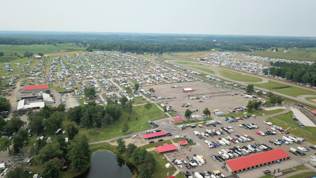 An aerial view of Mid-Ohio Sports Car Course during AMA Vintage Motorcycle Days 2021. Photo courtesy AMA.