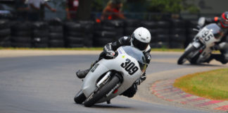 Tim Joyce (309) leading Andrew Mauk (X95) at Blackhawk Farms Raceway. Photo by etechphoto.com, courtesy AHRMA.