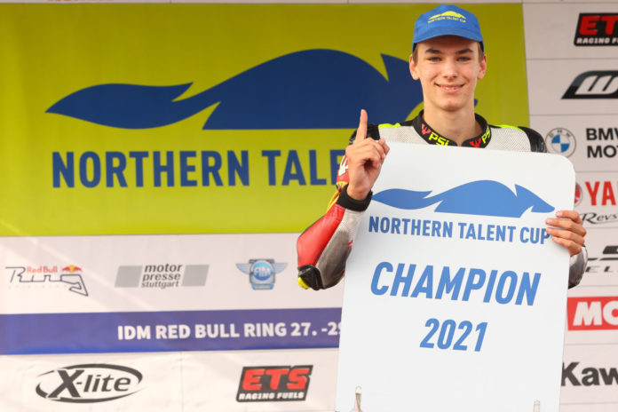 Jakub Gurecky, the 2021 Northern Talent Cup Champion. Photo courtesy Dorna. Jakub Gurecky, the 2021 Northern Talent Cup Champion. Photo courtesy Dorna.