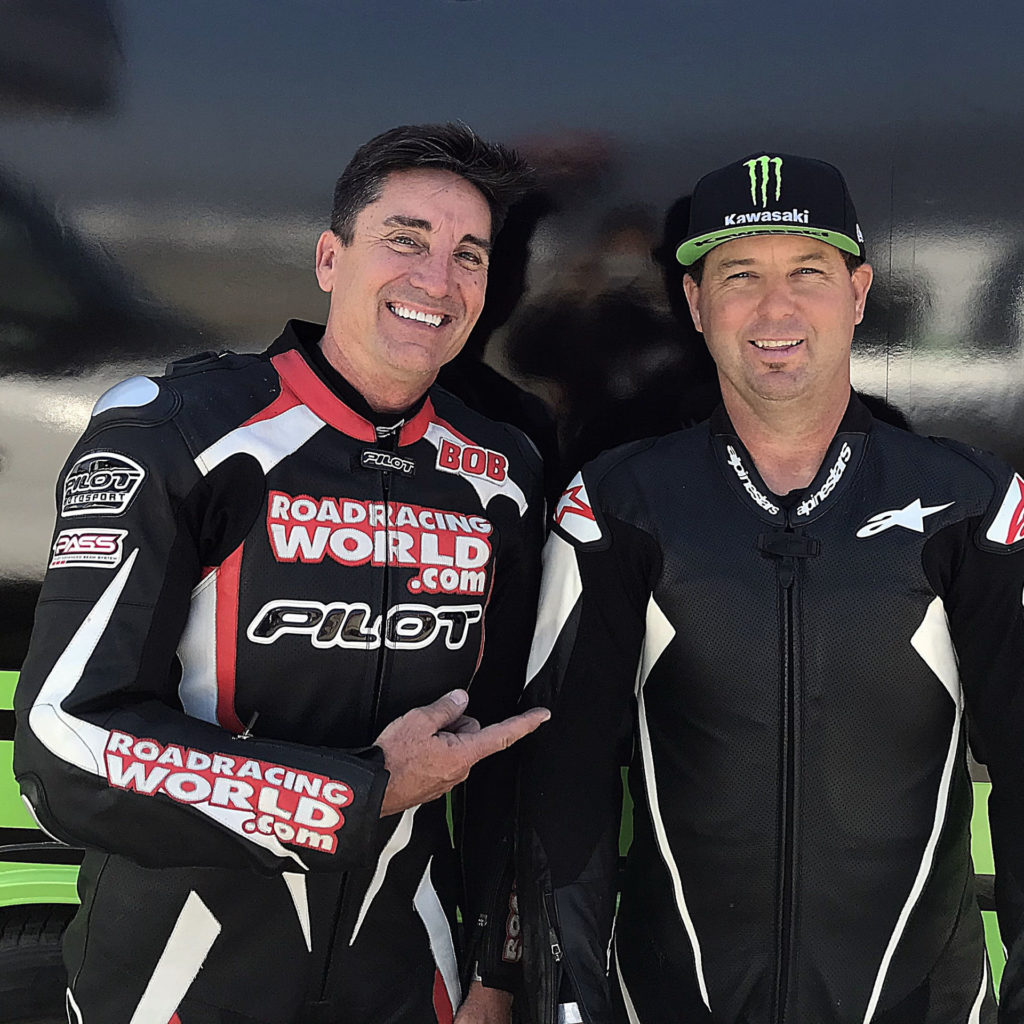 Jeremy McGrath (right) with friend, WERA racer, and track day companion Bob Scholten (left). Photo by Michael Gougis.