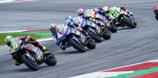 Eric Granado (51) leads early in the MotoE race at Red Bull Ring. Photo courtesy Dorna.