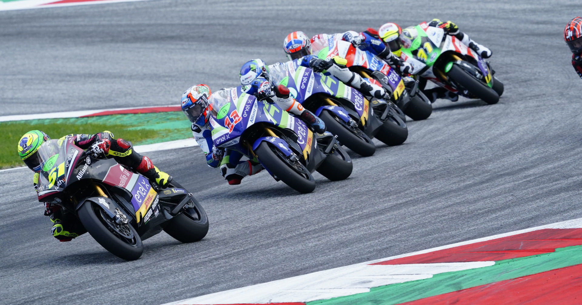 Eric Granado (51) leads early in the MotoE race at Red Bull Ring. Photo courtesy Dorna.