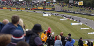 The start of a British Superbike race Sunday at Donington Park. Photo courtesy MSVR.