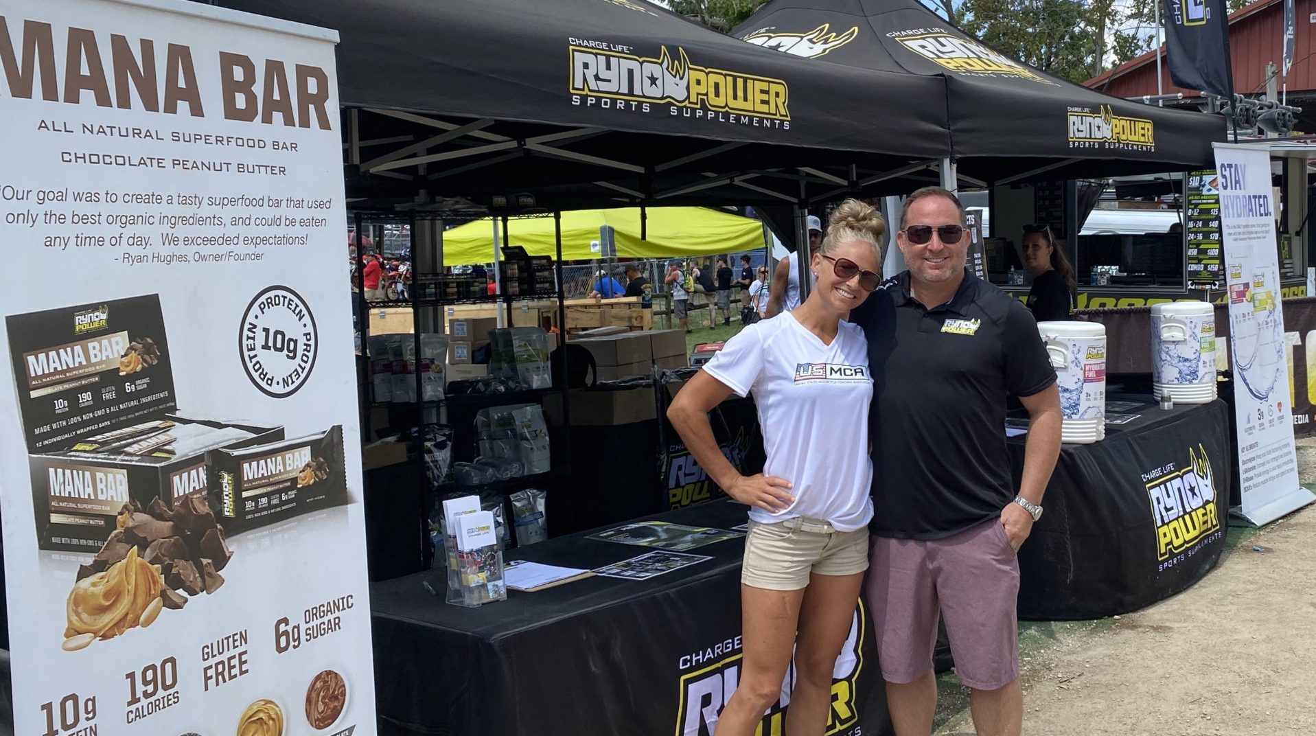 USMCA Executive Director Lindsey Scheltema (left) and Ryno Power CEO Ryan McCarthy (right) at Loretta Lynn's Amateur National Motocross Championship. Photo courtesy USMCA.