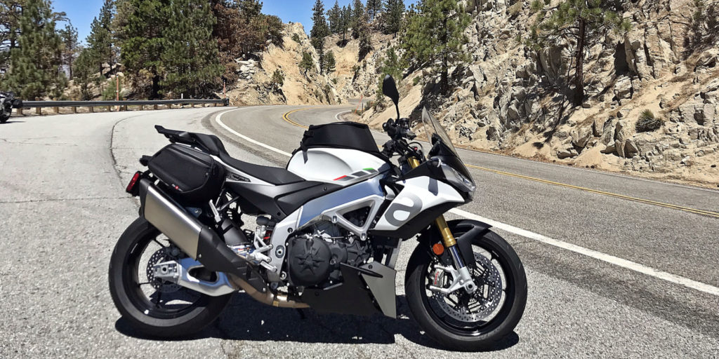 Aprilia followed the lead of its customers and built the Tuono V4 into a more street-oriented machine, with attention on comfort for both the rider and passenger--and lots of cargo space. Photo by Michael Gougis.
