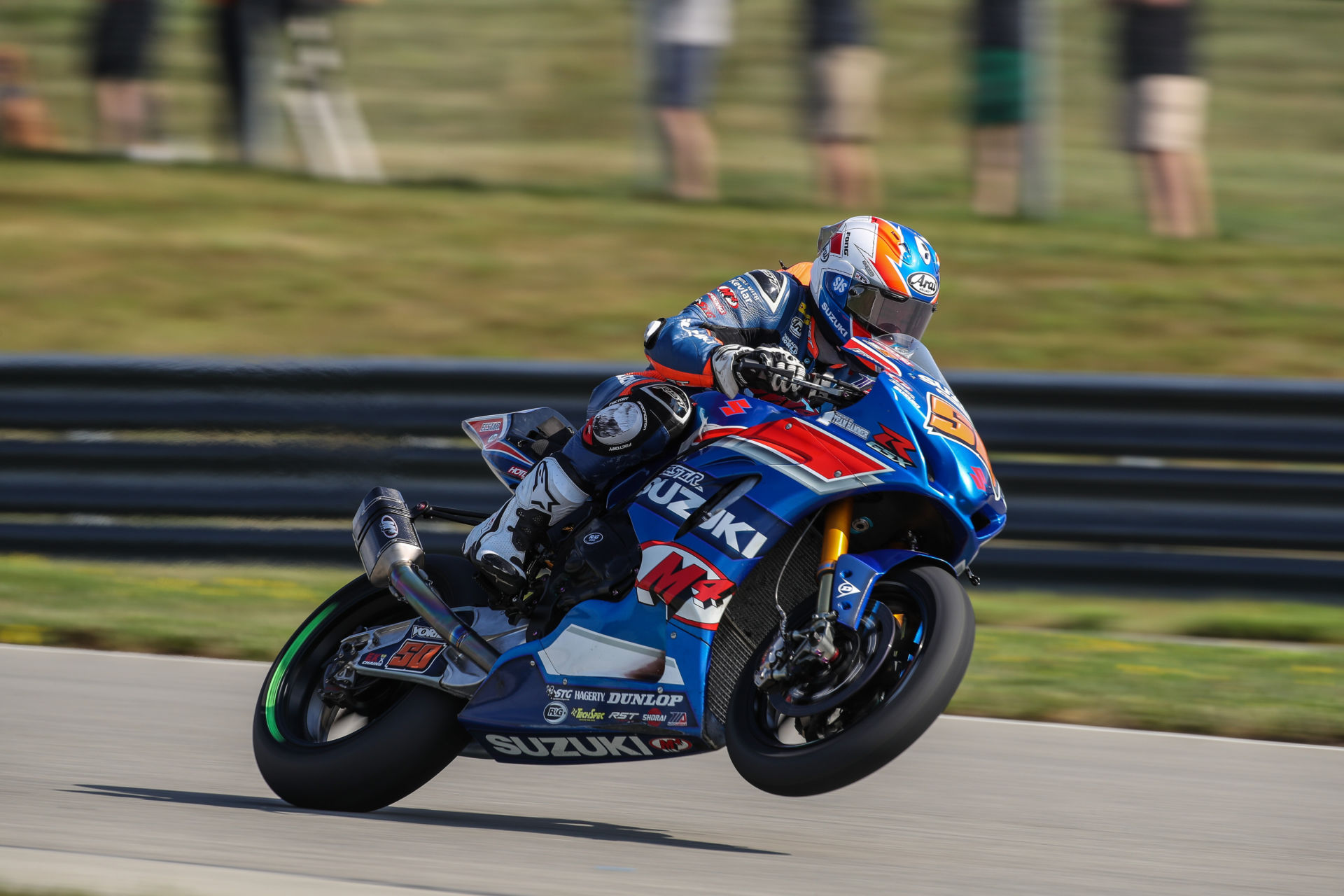 Bobby Fong (50) delivered a well-earned podium finish on his Suzuki GSX-R1000R on Sunday. Photo by Brian J. Nelson, courtesy Suzuki Motor USA, LLC.