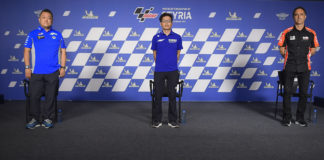 (From left) Ken Kawauchi, Team Suzuki ECSTAR Technical Manager; Takahiro Sumi, Yamaha YZR-M1 Project Leader; and Romano Albesiano, Aprilia Racing Technical Director. Photo courtesy Dorna.