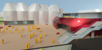 A rendering of the new Moto Guzzi factory project. Image courtesy Piaggio GRoup.