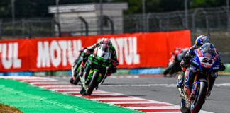 Toprak Razgatlioglu (54) and Jonathan Rea (1) are battling for the 2021 FIM Superbike World Championship. Photo courtesy Dorna.