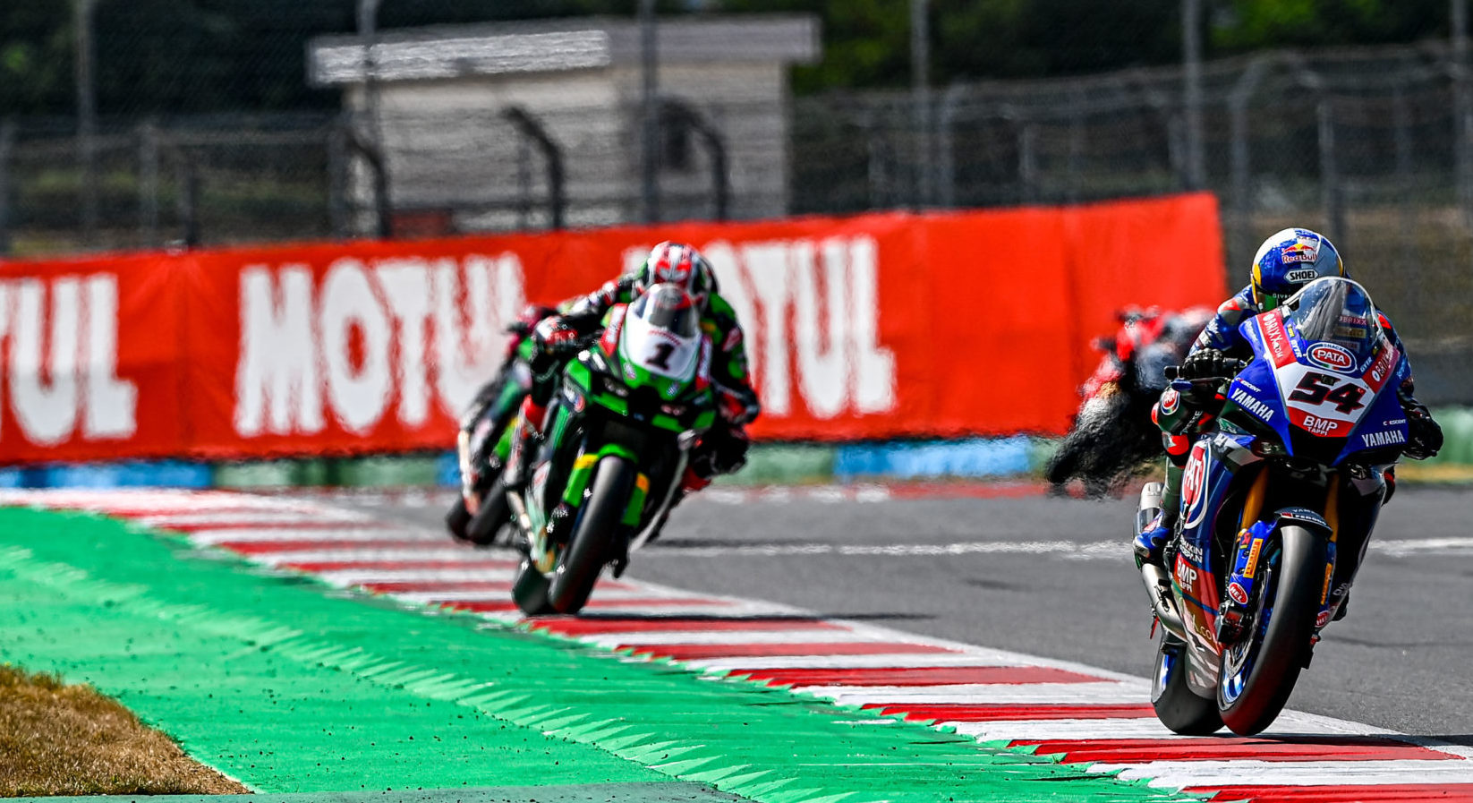 Toprak Razgatlioglu (54) and Jonathan Rea (1) are battling for the 2021 FIM Superbike World Championship. Photo courtesy Dorna.