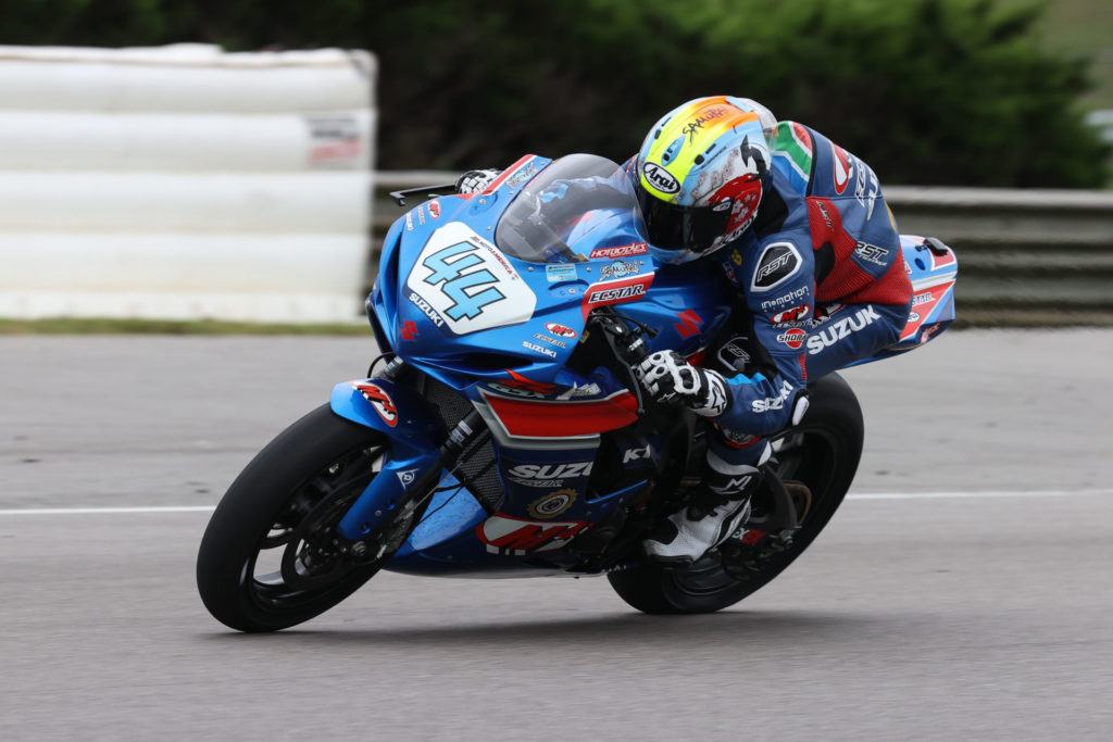 Sam Lochoff (44) continued his run of strong performances claiming an impressive third-place finish in the Supersport Championship. Photo by Brian J. Nelson, courtesy Suzuki Motor USA, LLC.