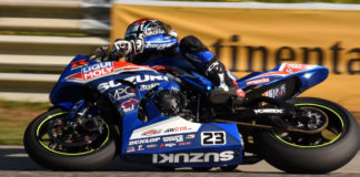 Alex Dumas (23) in action at Calabogie Motorsports Park. Photo by Colin Fraser, courtesy CSBK.