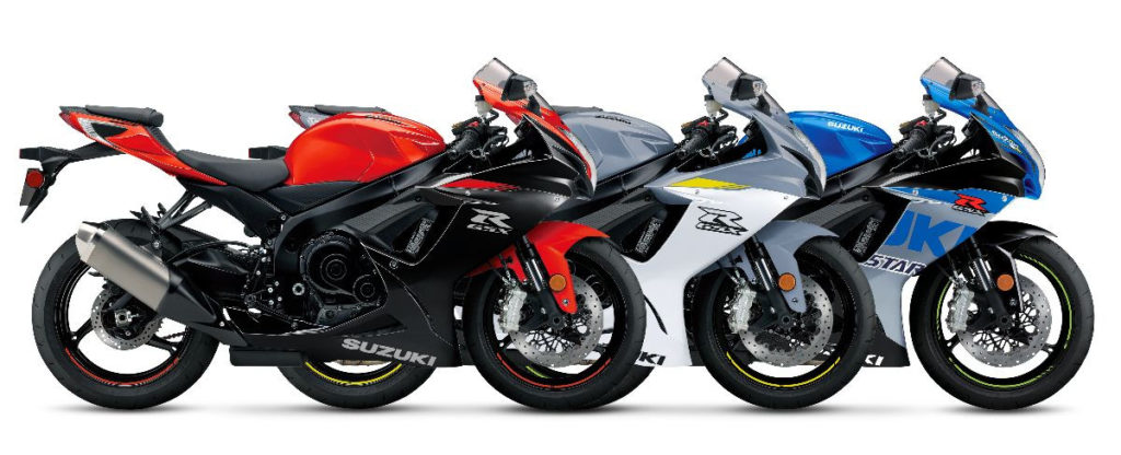 Three 2022-model GSX-R600 sportbikes. Photo courtesy Suzuki Motor USA, LLC.