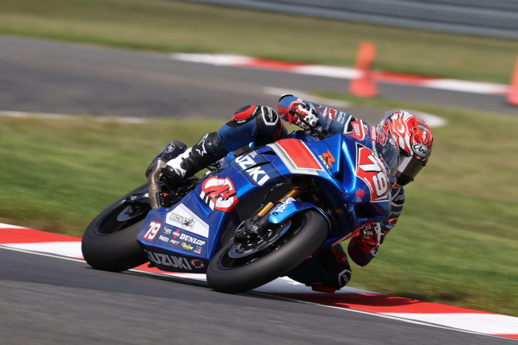 Wyatt Farris (79) rode well and earned a top ten finish in the Stock 1000 race on his GSX-R1000R. Photo by Brian J. Nelson, courtesy Suzuki Motor USA, LLC.