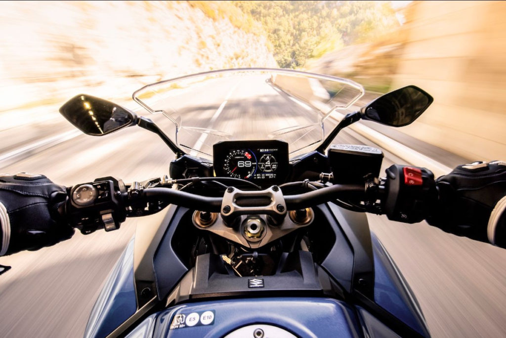 The view from the cockpit of a 2022 Suzuki GSX-S1000GT. Photo courtesy Suzuki Motor USA, LLC.