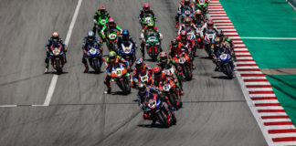 The start of a World Superbike race at Catalunya. Photo courtesy Dorna.