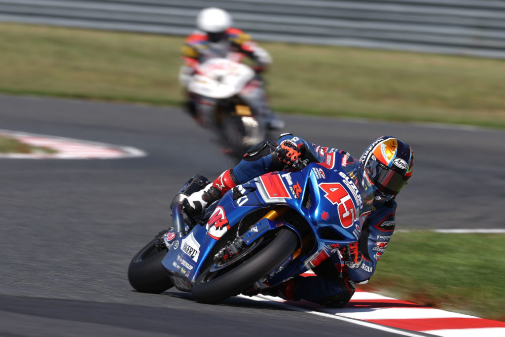 Cam Petersen (45) was impressive delivering three top-ten finishes in New Jersey. Photo by Brian J. Nelson, courtesy Suzuki Motor USA, LLC.