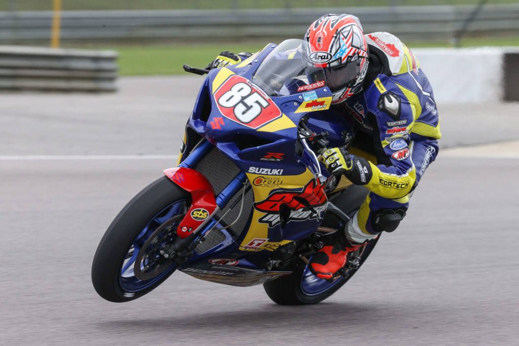 Jake Lewis (85) earned his sixth win of the season and took home the 2021 Superbike Cup title on his GSX-R1000R. Photo by Brian J. Nelson, courtesy Suzuki Motor USA, LLC.