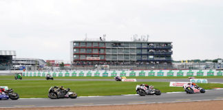 Action from a British Superbike race Sunday at Silverstone. Photo courtesy MotorSport Vision Racing.