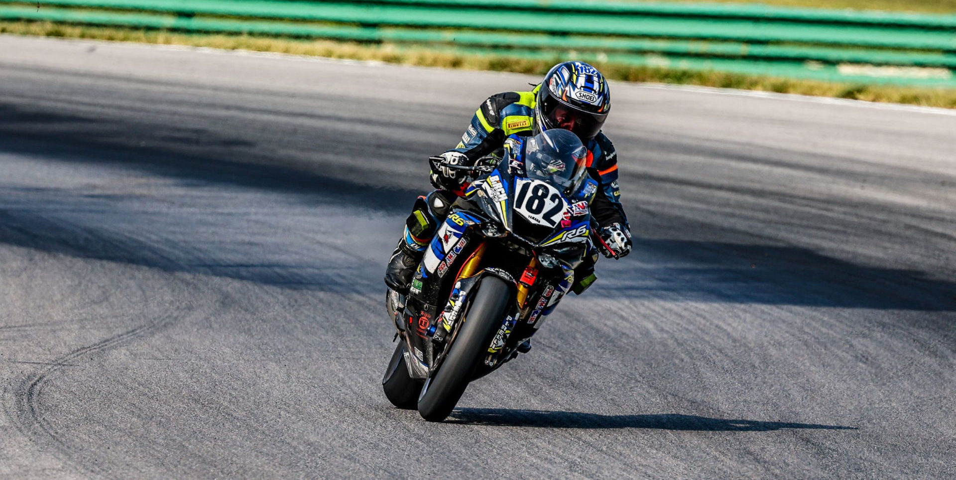 Dorsey Birch (182) took the win in the Motogladiator Supersport 600 Expert race on Sept 13 at VIR. Photo by Joshua Barnett/Apex Pro Photo, courtesy Motogladiator.