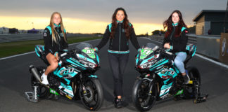 FHO Racing Team Owner Faye Ho (center) with Scarlett Robinson (left) and Charlotte Marcuzzo (right). Photo courtesy FHO Racing.