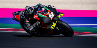 Maverick Vinales (12) testing the Aprilia RS-GP at Misano. Photo courtesy Aprilia.