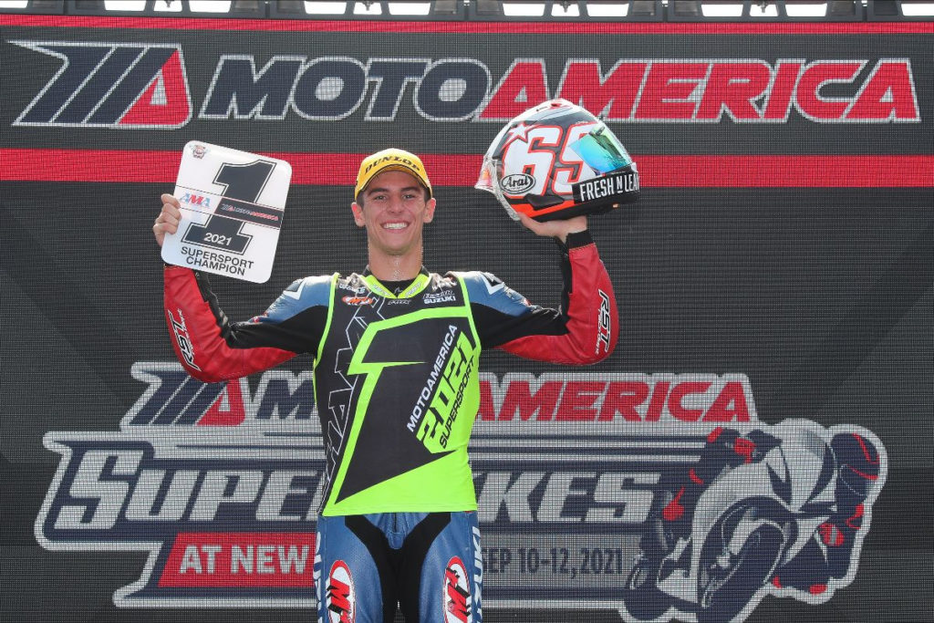 Sean Dylan Kelly, the 2021 MotoAmerica Supersport Champion. Photo by Brian J. Nelson, courtesy MotoAmerica.