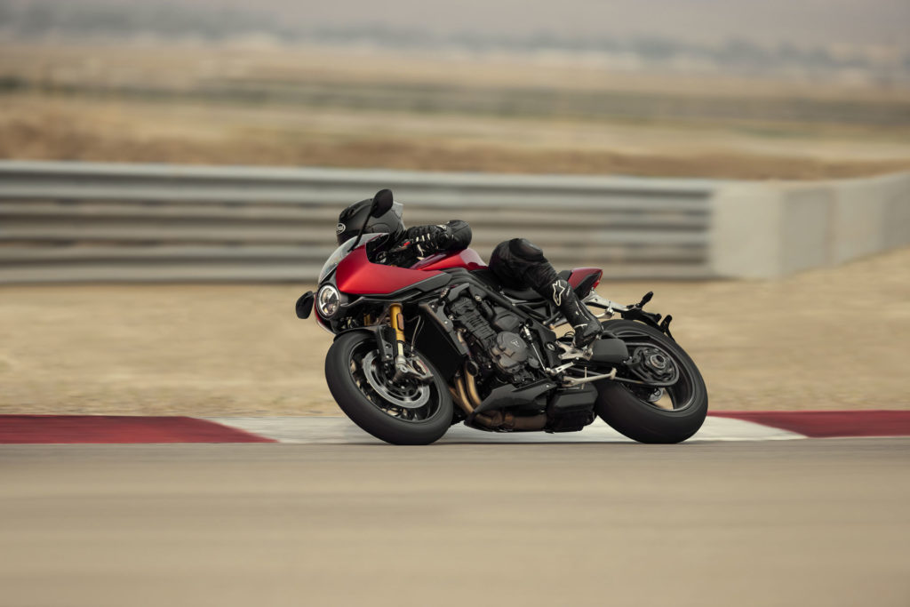 A 2022-model Triumph Speed Triple 1200 RR at speed. Photo courtesy Triumph.