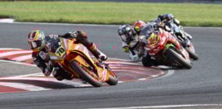 Tyler Scott (70) is leading the MotoAmerica SportbikeTrackGear.com Junior Cup Championship point standings coming into the season finale in Alabama. Photo by Brian J. Nelson.