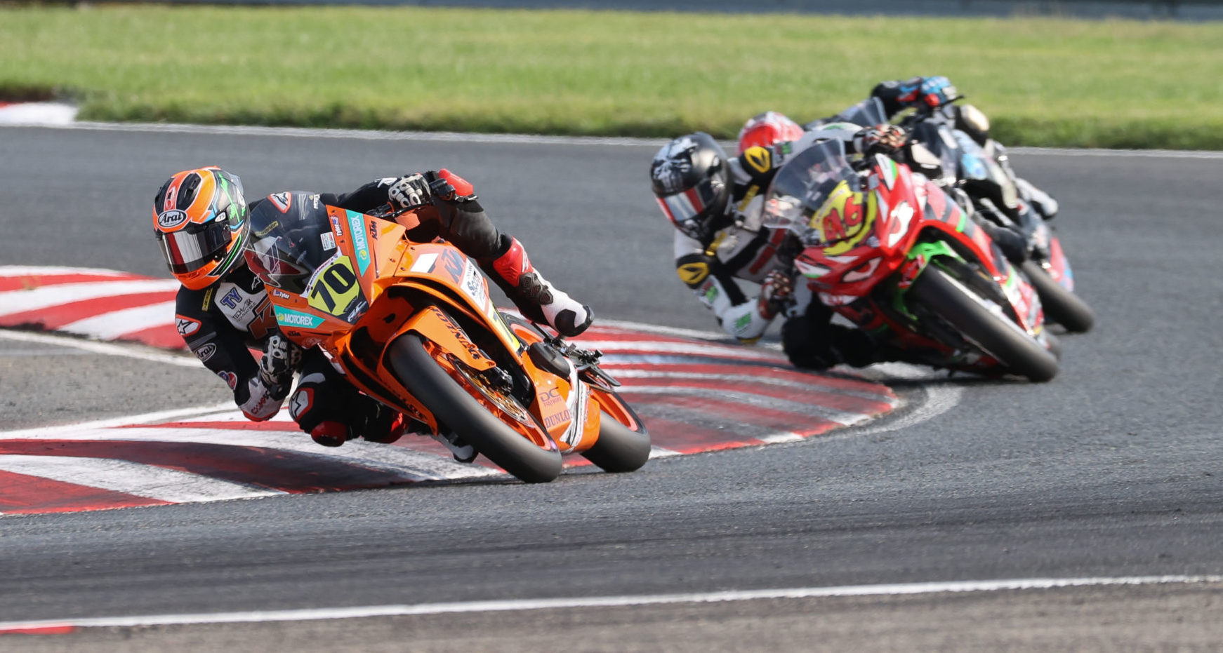 Tyler Scott (70) is leading the MotoAmerica SportbikeTrackGear.com Junior Cup Championship point standings coming into the season finale in Alabama. Photo by Brian J. Nelson.