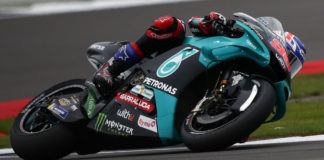 Jake Dixon (96) in action on a PETRONAS Yamaha YZR-M1 at Silverstone. Photo courtesy PETRONAS Yamaha SRT.