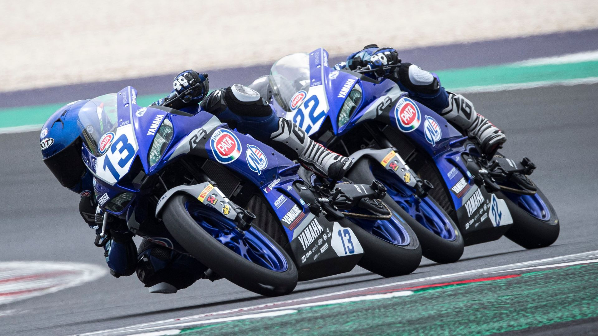 Edoardo Colombi (13) leading Michele Cuccu (22). Photo courtesy Yamaha.