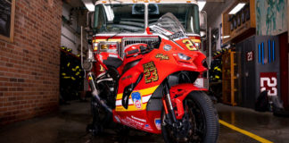 Corey Alexander's specially painted Kawasaki ZX-10RR racebike. Photo by Sam Thurman, courtesy HONOS HVMC Racing.