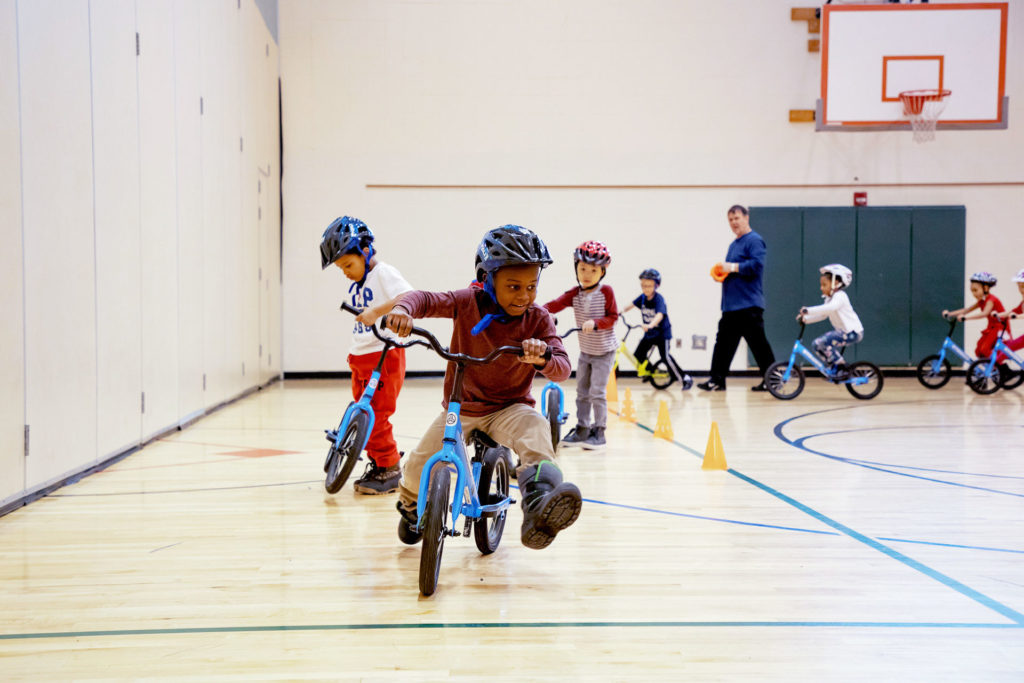 The package delivered to the schools includes 24 bikes for students and one for the teacher. Features like solid rubber tires make the Strider bikes more childproof. Photo courtesy All Kids Bike.