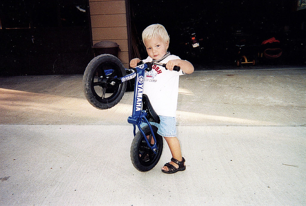 The Strider factory prototype in the hands of test rider Bode McFarland. Photo courtesy Strider.