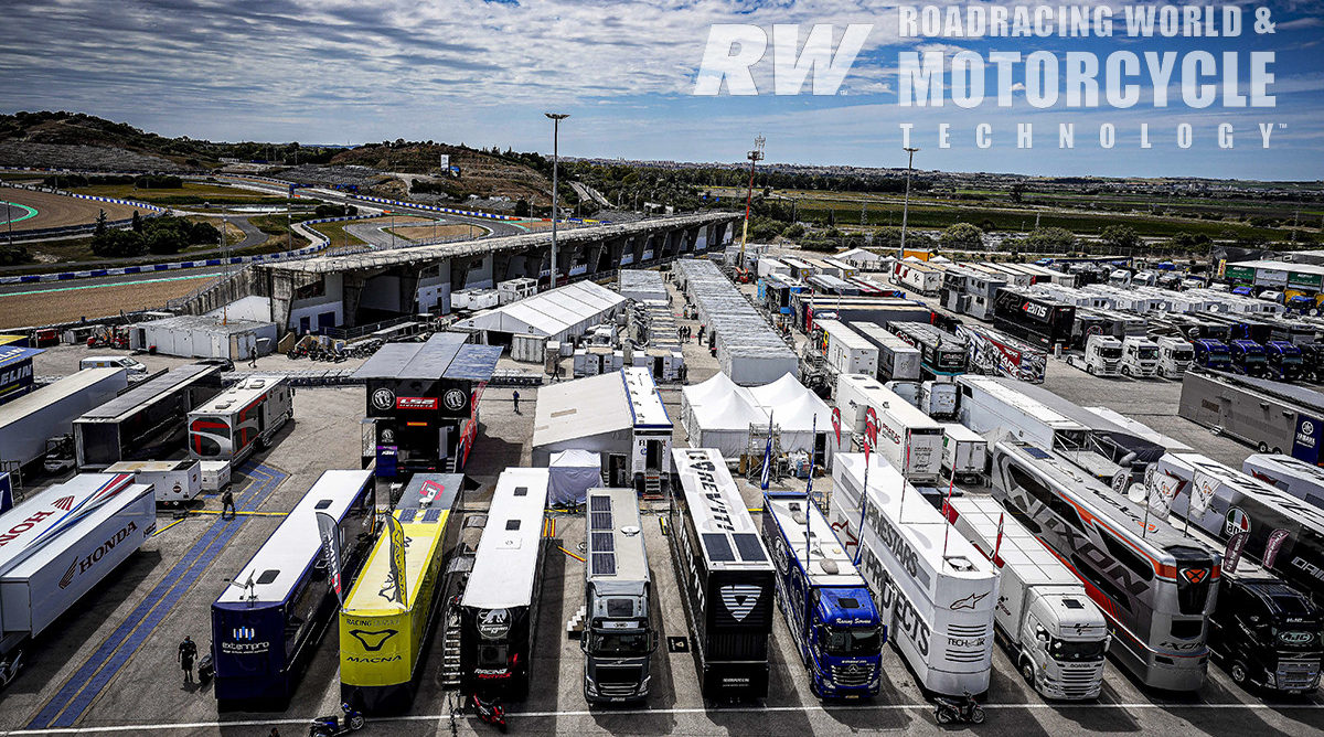 The modern day MotoGP paddock—a world apart from the Ginger Molloy Grand Prix racing experience of past times.