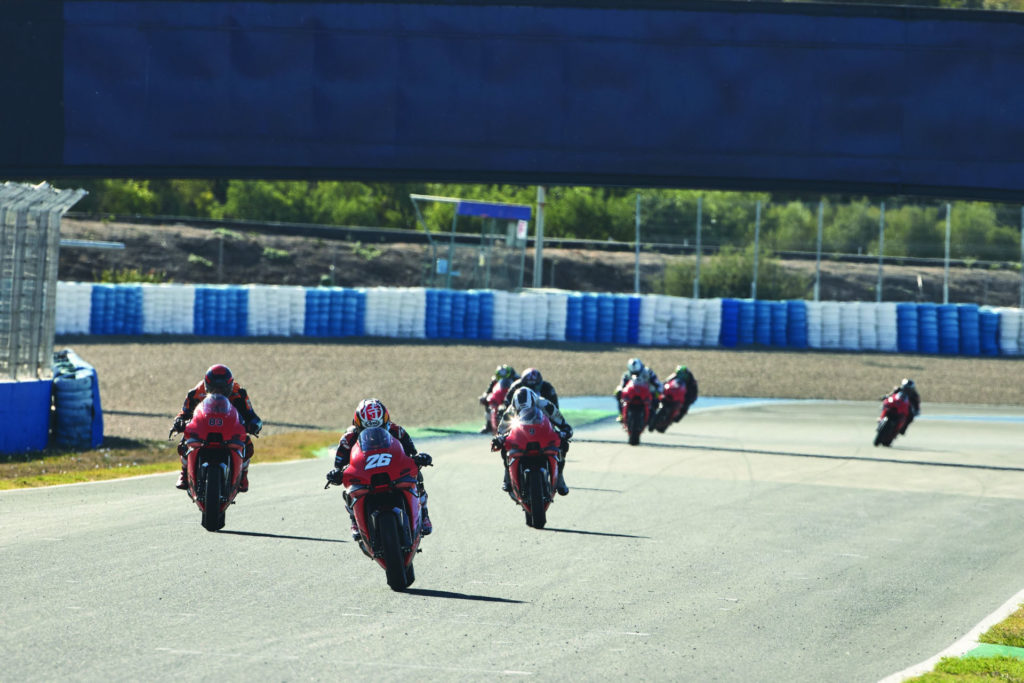 MotoGP Legend and KTM test rider Dani Pedrosa (26) leads RC 8C owners around Jerez. Photo by Francesc Montero, courtesy KTM.