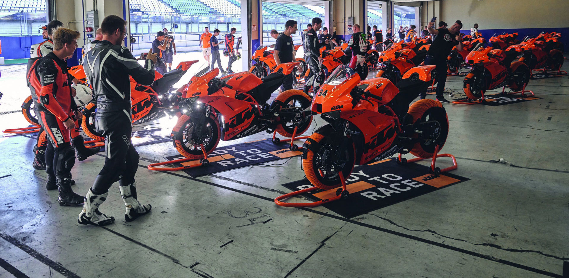 Some 25 owners of the new KTM RC 8C track-only bike received their motorcycles during a special event at Jerez, in Spain. Photo by @francescmonterophoto, courtesy KTM.