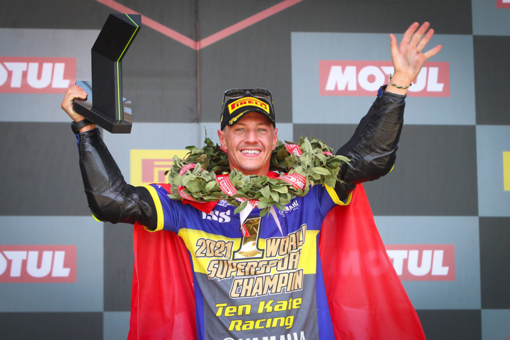 Dominique Aegerter, the 2021 FIM Supersport World Champion. Photo courtesy Dorna.