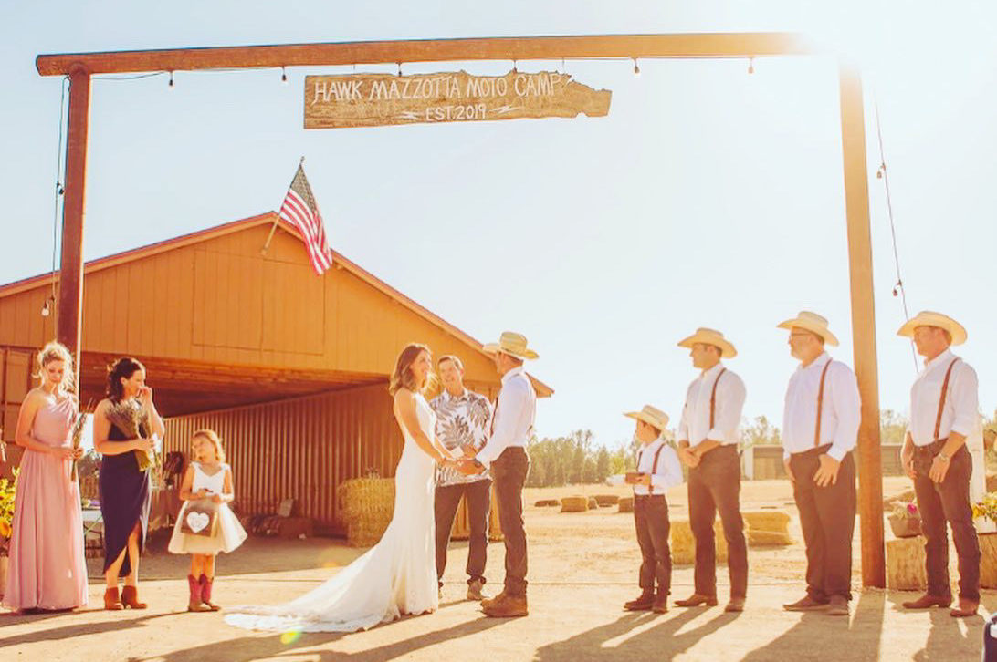 Hawk Mazzotta and Nina Akana were married at their residence, Wildheart Ranch, in Cottonwood, California. Photo courtesy Hawk Mazzotta.