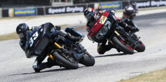 Kyle Wyman (33) and Tyler O'Hara (29) racing for the lead of the King Of The Baggers race at Road America in 2021. Photo by Brian J. Nelson.