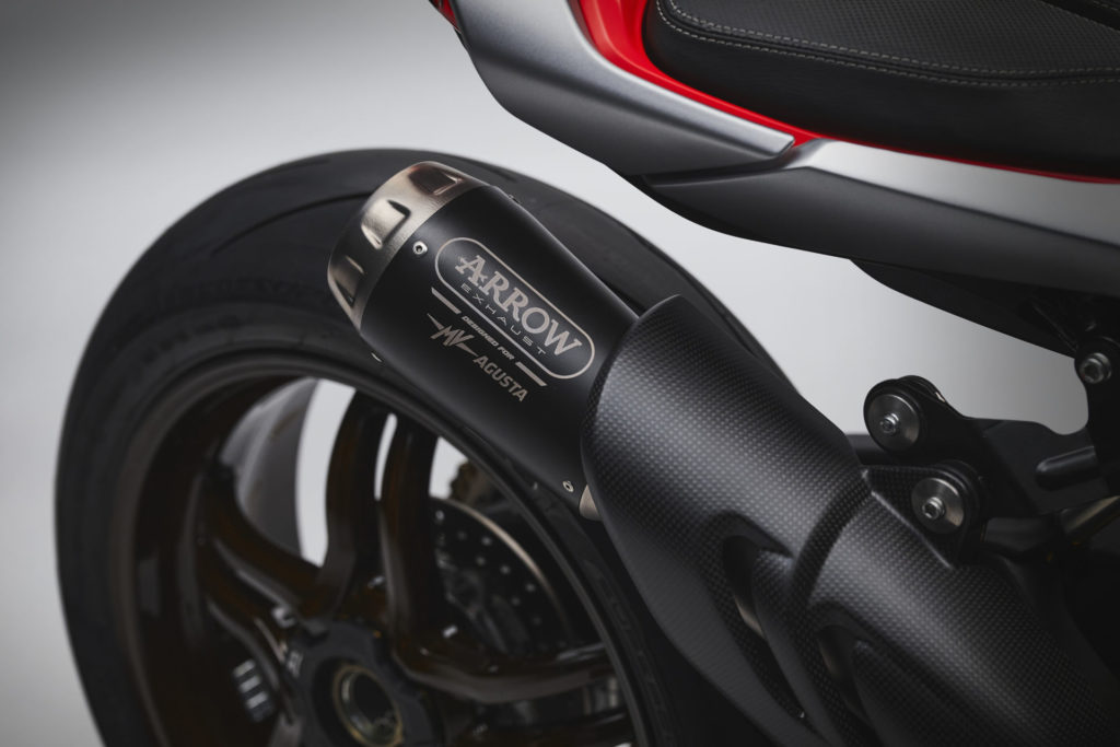 The titanium Arrow Racing Kit exhaust that comes with the 2022 MV Agusta Brutale 1000 Nürburgring. Photo courtesy MV Agusta.