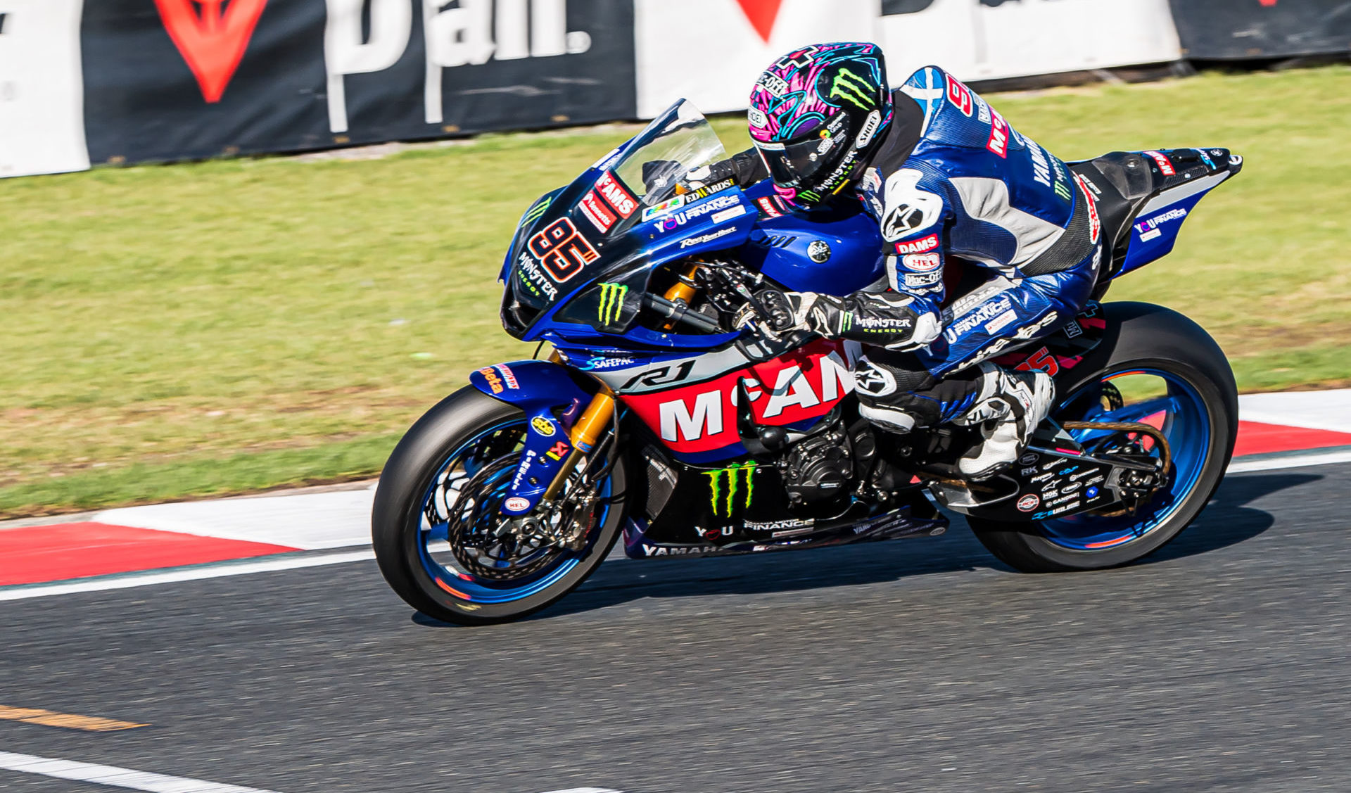 Tarran Mackenzie (95) was fastest in British Superbike practice Friday at Donington Park. Photo by Barry Clay.