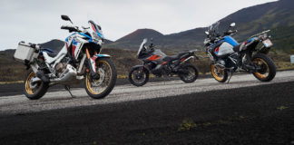 Motorcycles fitted with Bridgestone's new Battlax Adventure Trail AT41 tires. Photo courtesy Bridgestone.