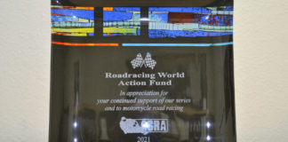 The award presented by ASRA/CCS to the Roadracing World Action Fund. Photo by David Swarts.