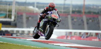 Fabio Quartararo (20) as seen during wet FP1 at COTA. Photo courtesy Monster Energy Yamaha.