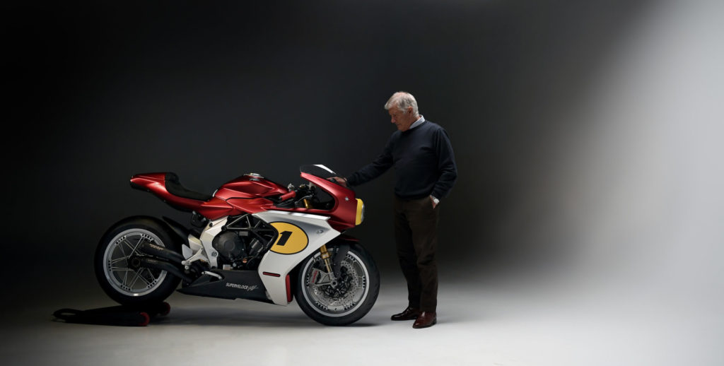 Giacomo Agostini with a 2022 MV Agusta Superveloce Ago fitted with a Racing Kit. Photo courtesy MV Agusta.