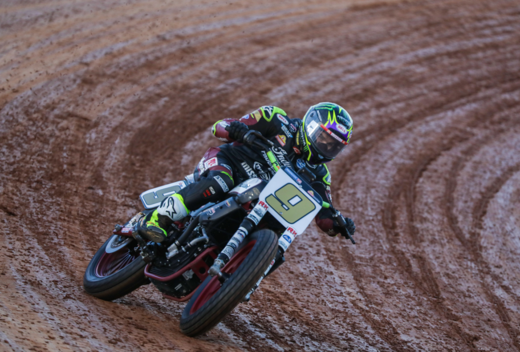 Jared Mees (9) in action. Photo courtesy Indian Motorcycle.