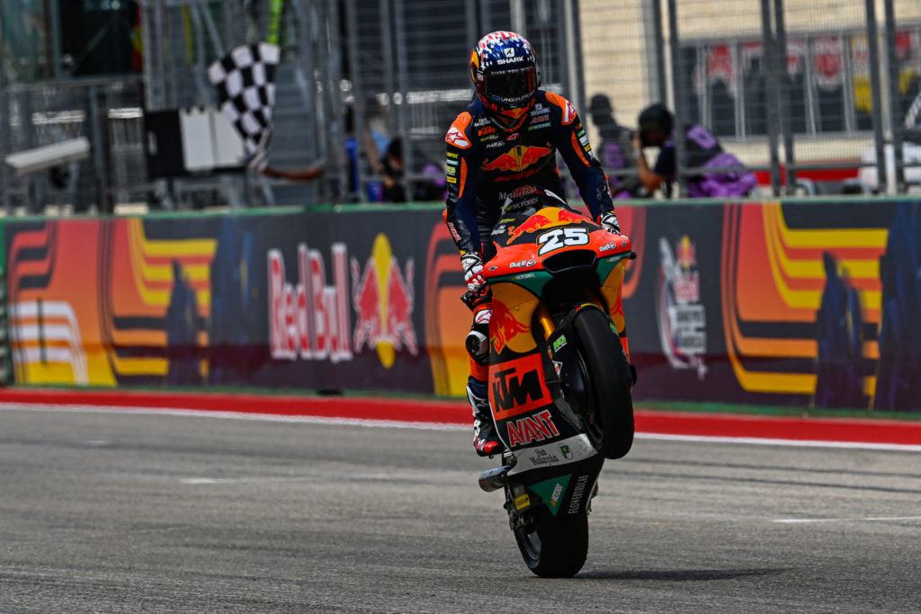 Raul Fernandez (25) won his seventh Moto2 race of the season. Photo courtesy Dorna.